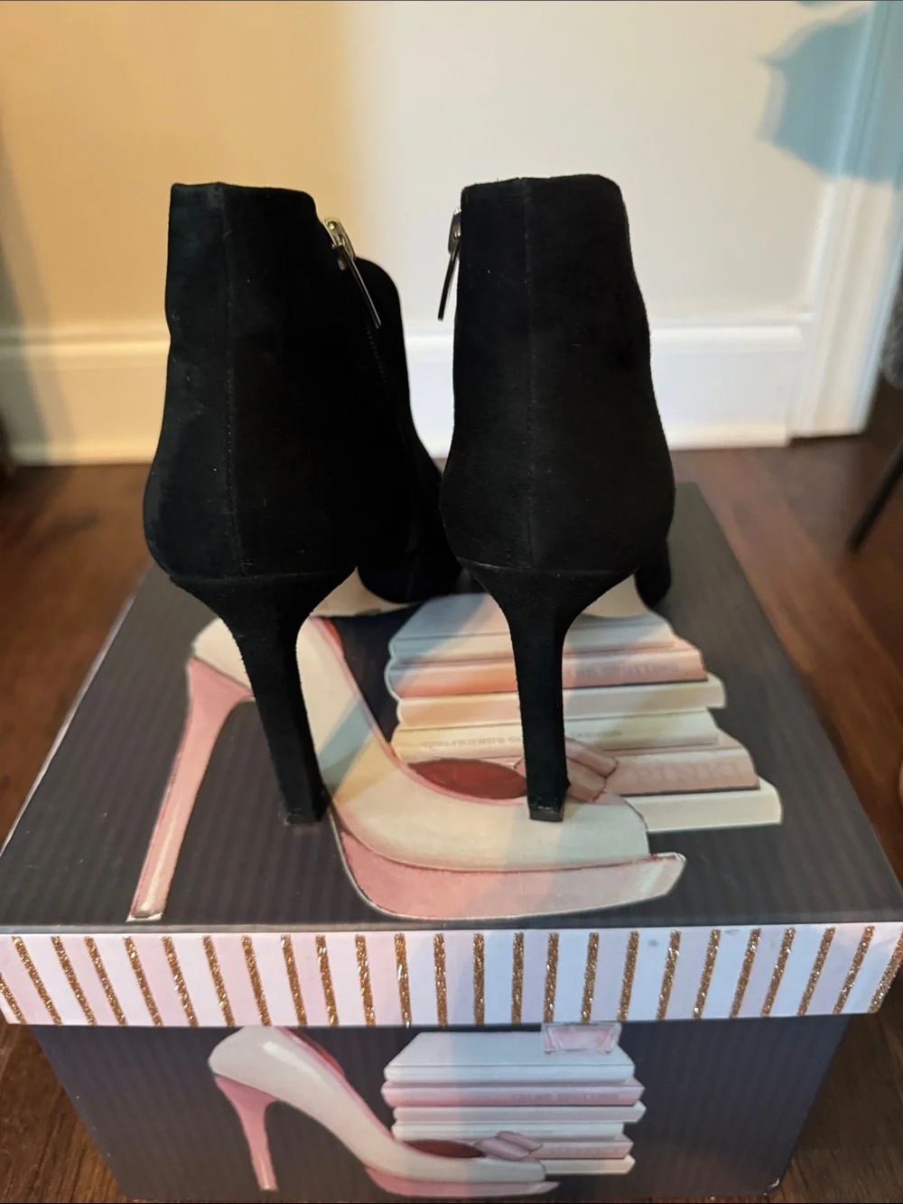 Vince Camuto Black Suede Pointed Ankle Booties